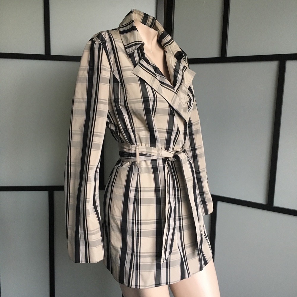 DALIA COLLECTION - Belted Mid-Length Plaid Jacket